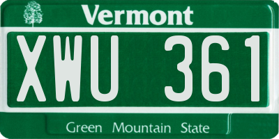 VT license plate XWU361