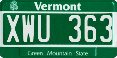 VT license plate XWU363