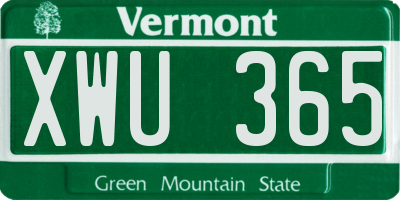 VT license plate XWU365