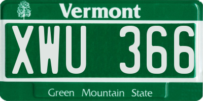 VT license plate XWU366