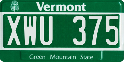 VT license plate XWU375