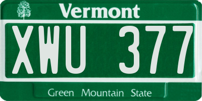 VT license plate XWU377