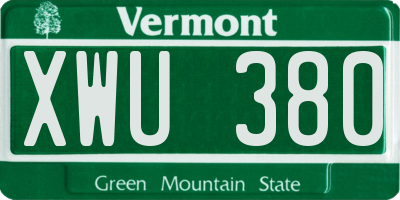 VT license plate XWU380