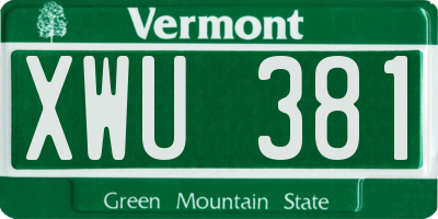 VT license plate XWU381