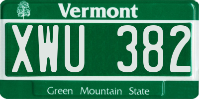 VT license plate XWU382