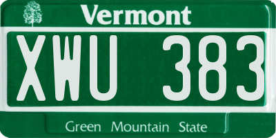 VT license plate XWU383