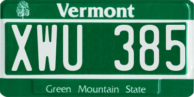 VT license plate XWU385