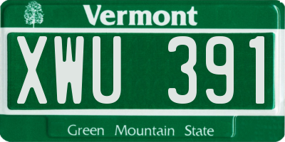 VT license plate XWU391