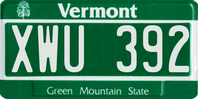 VT license plate XWU392