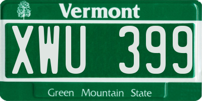 VT license plate XWU399
