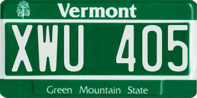 VT license plate XWU405