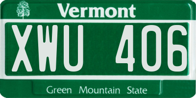 VT license plate XWU406