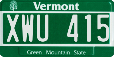 VT license plate XWU415