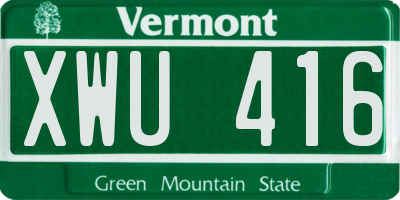 VT license plate XWU416