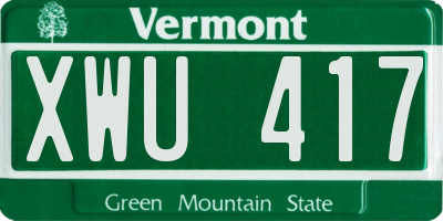 VT license plate XWU417