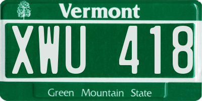 VT license plate XWU418