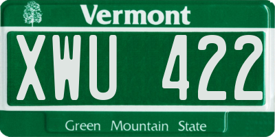 VT license plate XWU422