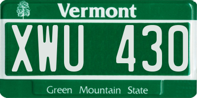 VT license plate XWU430