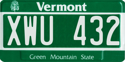 VT license plate XWU432