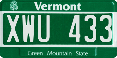 VT license plate XWU433