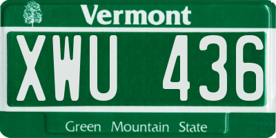 VT license plate XWU436