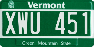 VT license plate XWU451