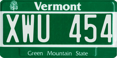 VT license plate XWU454