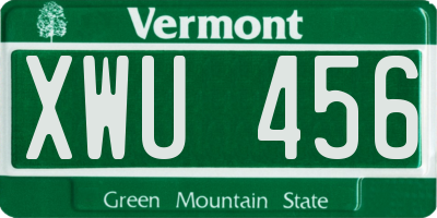 VT license plate XWU456