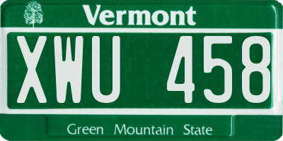 VT license plate XWU458