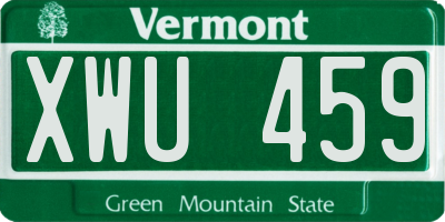 VT license plate XWU459