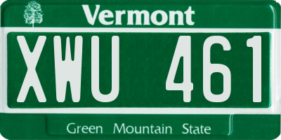 VT license plate XWU461