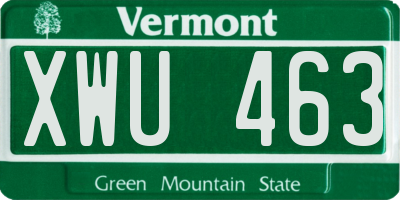 VT license plate XWU463