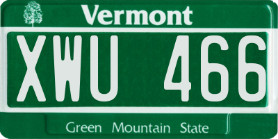 VT license plate XWU466