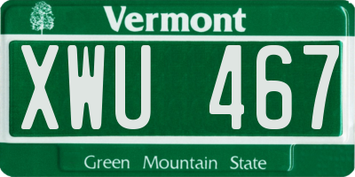 VT license plate XWU467