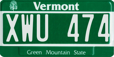 VT license plate XWU474