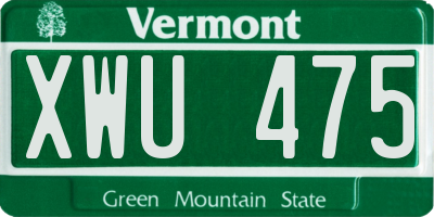VT license plate XWU475