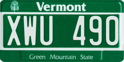 VT license plate XWU490