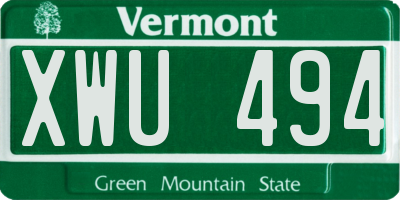 VT license plate XWU494