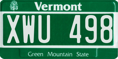 VT license plate XWU498