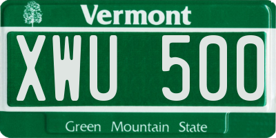 VT license plate XWU500