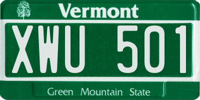 VT license plate XWU501
