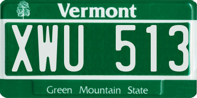 VT license plate XWU513