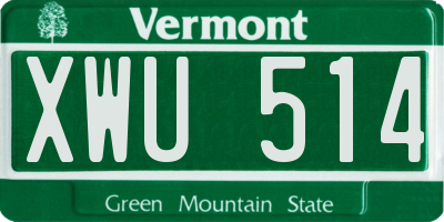 VT license plate XWU514
