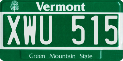 VT license plate XWU515