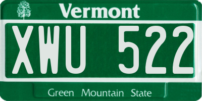 VT license plate XWU522