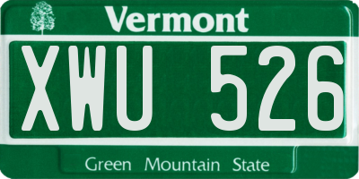 VT license plate XWU526