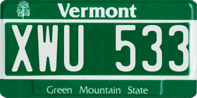 VT license plate XWU533