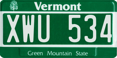 VT license plate XWU534