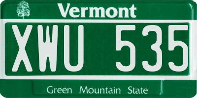 VT license plate XWU535