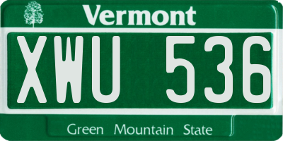 VT license plate XWU536